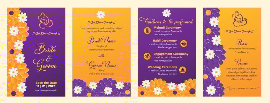Indian wedding invitation template vector
