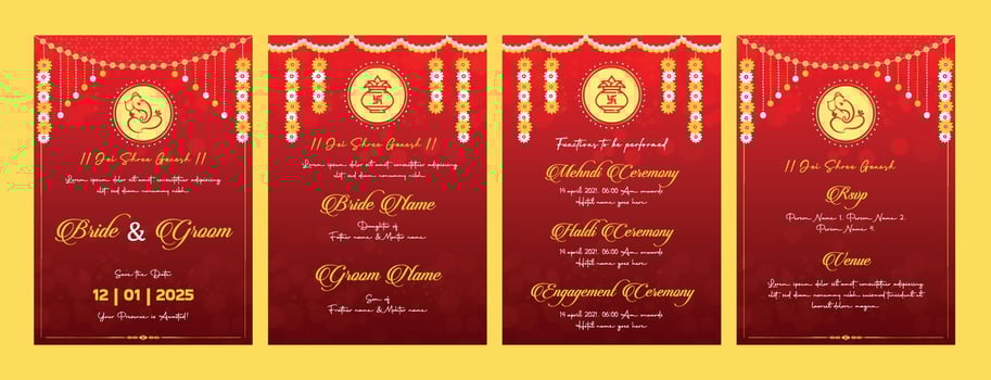 Indian wedding invitation template vector