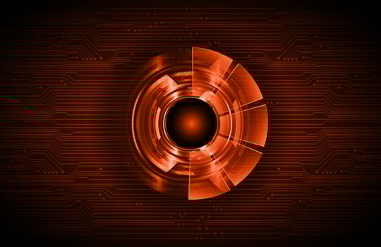 Modern Holographic Eye on Technology Background vector