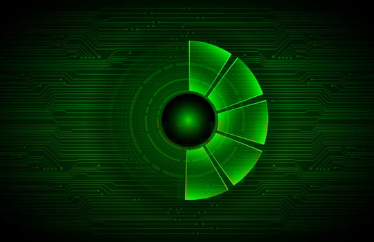 Modern Holographic Eye on Technology Background vector
