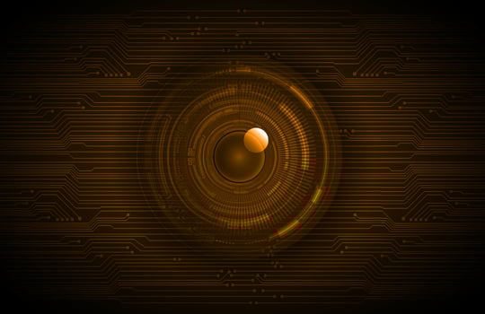 Modern Holographic Eye on Technology Background vector