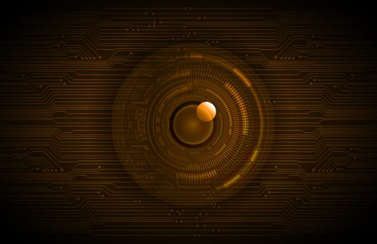 Modern Holographic Eye on Technology Background vector