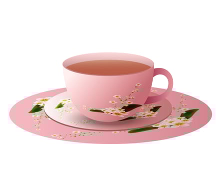 flower tea cup isolated vector