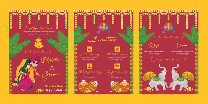 Indian wedding invitation template vector