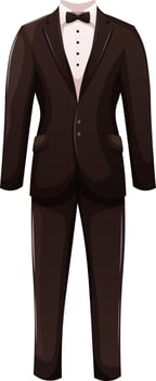 Cartoon men's black and white suit, wedding suit, tuxedo isolated vector