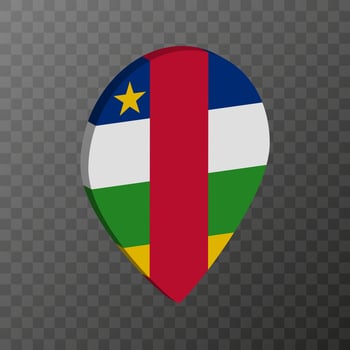 Map pointer with Central African Republic flag. Vector illustration.