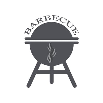 BBQ grill simple and symbol icon with smoke or steam logo vector