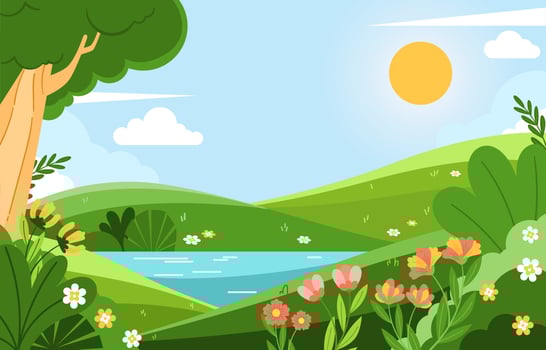 Spring Landscape Background with Flowers vector