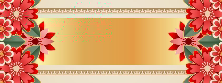 Chinese background vector, oriental banner design with gold red color with empty space, chinese new year traditional art template vector