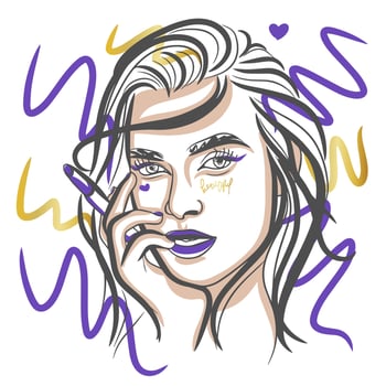 Lovely portrait of a girl with lipstick, advertising concept, fashion vector