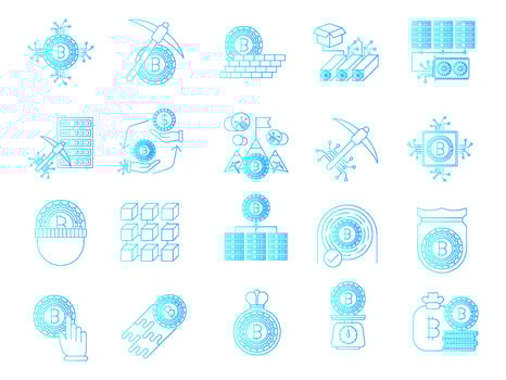 Bitcoin icons, suitable for a wide range of digital creative projects. vector