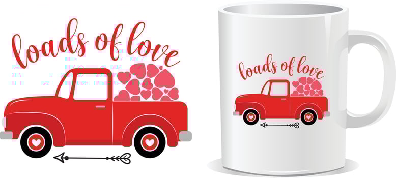 Loads of love happy valentine's day mug design vector