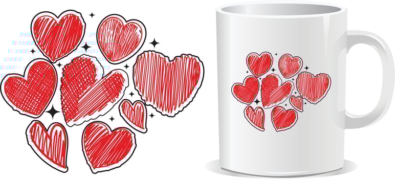 Heart happy valentine's day mug design vector