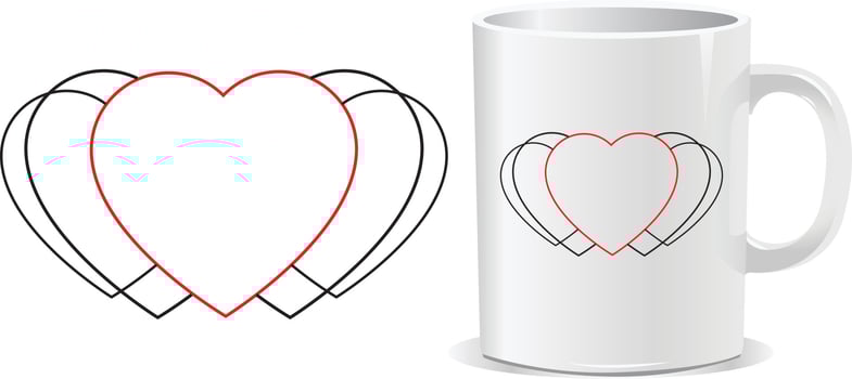 Heart happy valentine's day mug design vector