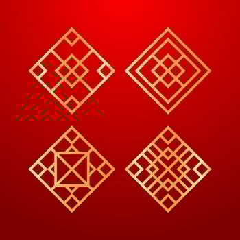 Chinese ornament vector set, oriental pattern template design element, chinese new year