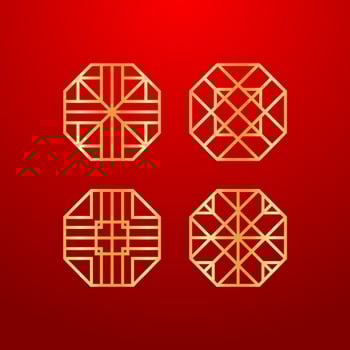 Chinese ornament vector set, oriental pattern template design element, chinese new year
