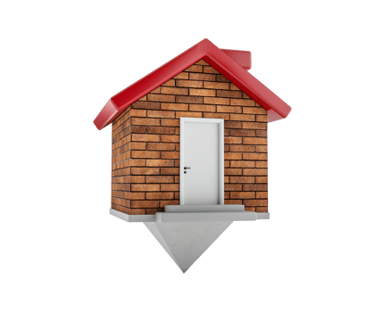 House map Pointer Bricks Wall red roof chimney White Doors Grey Steps 3d illustration png