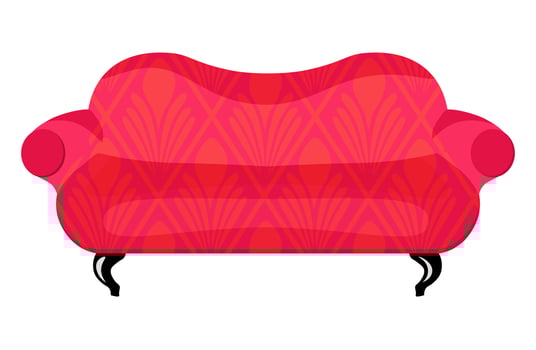 sofa in art deco style. Art Nouveau style. Comfortable pink sofa. Fashion style sticker. vector