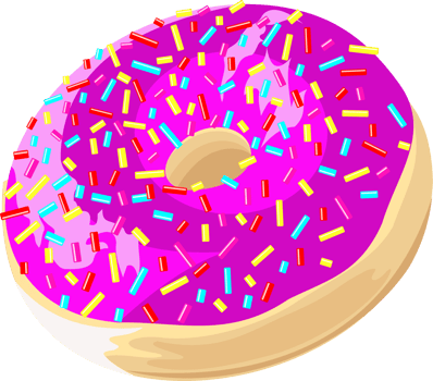 A piece of donut decorated with colored glaze sparkling icing png