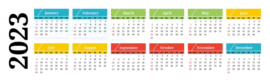 Calendar for 2023 isolated on a white background vector