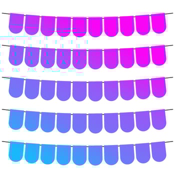 Colorful flags and bunting garlands for decoration. Decor elements with various patterns. Vector illustration