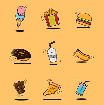 drinks and foods pack vector