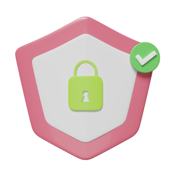3d shield with lock, padlock, key, checkmark icon isolated. Internet security or privacy protection or ransomware protect concept, 3d render illustration png