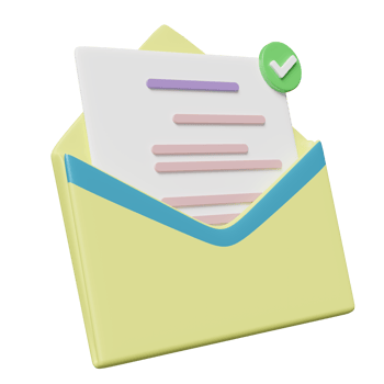 3d yellow open envelope, letter icon with notification message, checkmark isolated. minimal notify newsletter, online incoming email concept, 3d render illustration png