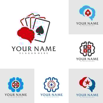 Set of Brain Poker logo vector template, Creative Poker logo design concepts