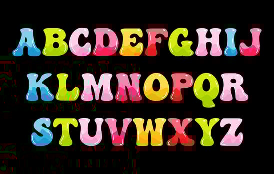 Cartoon Fun style Alphabet design set, Colorful Alphabet set, Funny Alphabet, Cute alphabet, Letter vector