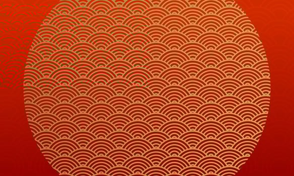 Chinese new year background template Illustrations with red and circle gold pattern vector