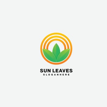 sun leaf logo vector icon template gradient color