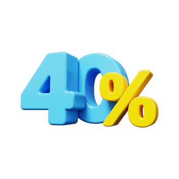 40 percent OFF Sale. Discount offer price tag. Special offer sale. 3D render png