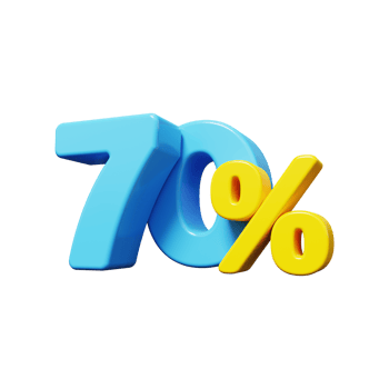 70 percent OFF Sale. Discount offer price tag. Special offer sale. 3D render png