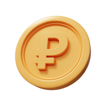 Ruble gold coin 3d render png