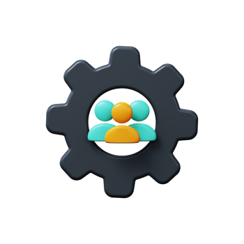 Business cooperation. User icon with gear. 3d render png