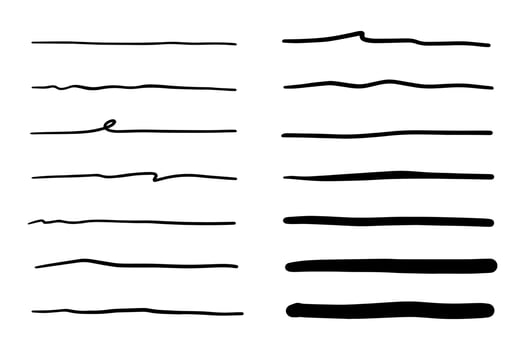 Vector set of hand drawn underline.