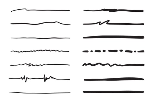 Vector set of hand drawn underline.