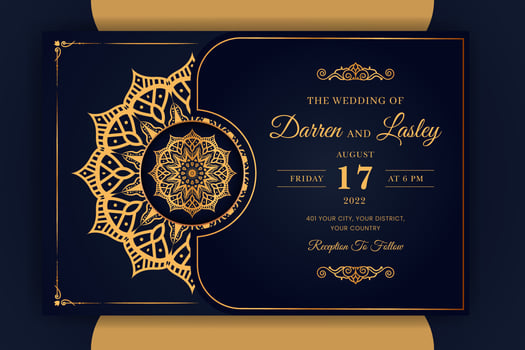 Luxury Mandala Wedding Invitation Card template with pattern Arabic Islamic background vector