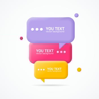 3d Speech Bubbles Banner Card Ad Plasticine Cartoon Style. Vector