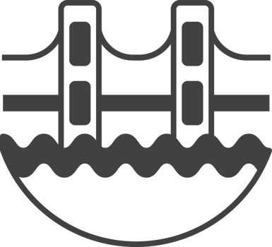 suspension bridge and river illustration in minimal style png