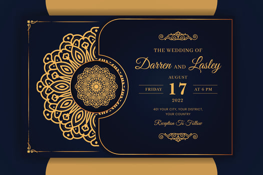 Luxury Mandala Wedding Invitation Card template with pattern Arabic Islamic background vector