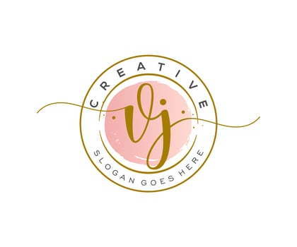 initial VJ Feminine logo beauty monogram and elegant logo design, handwriting logo of initial signature, wedding, fashion, floral and botanical with creative template. vector