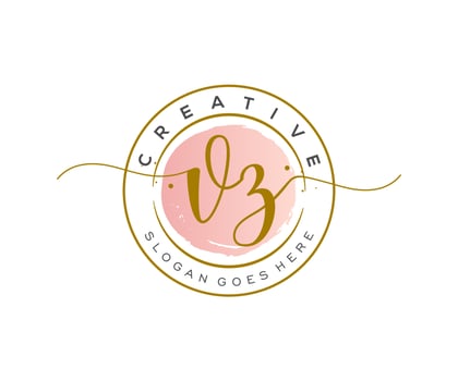 initial VZ Feminine logo beauty monogram and elegant logo design, handwriting logo of initial signature, wedding, fashion, floral and botanical with creative template. vector
