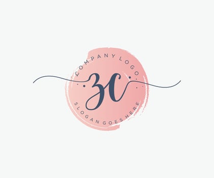 Initial ZC feminine logo. Usable for Nature, Salon, Spa, Cosmetic and Beauty Logos. Flat Vector Logo Design Template Element.