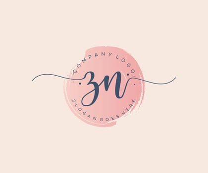 Initial ZN feminine logo. Usable for Nature, Salon, Spa, Cosmetic and Beauty Logos. Flat Vector Logo Design Template Element.