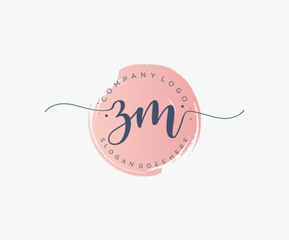 Initial ZM feminine logo. Usable for Nature, Salon, Spa, Cosmetic and Beauty Logos. Flat Vector Logo Design Template Element.