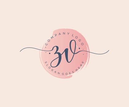Initial ZV feminine logo. Usable for Nature, Salon, Spa, Cosmetic and Beauty Logos. Flat Vector Logo Design Template Element.