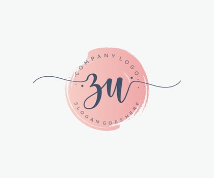 Initial ZU feminine logo. Usable for Nature, Salon, Spa, Cosmetic and Beauty Logos. Flat Vector Logo Design Template Element.