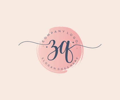 Initial ZQ feminine logo. Usable for Nature, Salon, Spa, Cosmetic and Beauty Logos. Flat Vector Logo Design Template Element.